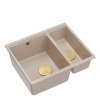 Quadron LOGAN 150 GraniteQ zlewozmywak pearl beige 56x46x22 cm 1,5-komorowy b/o wpuszczany + syfon manualny złoty save space HCQL5646U2G1I